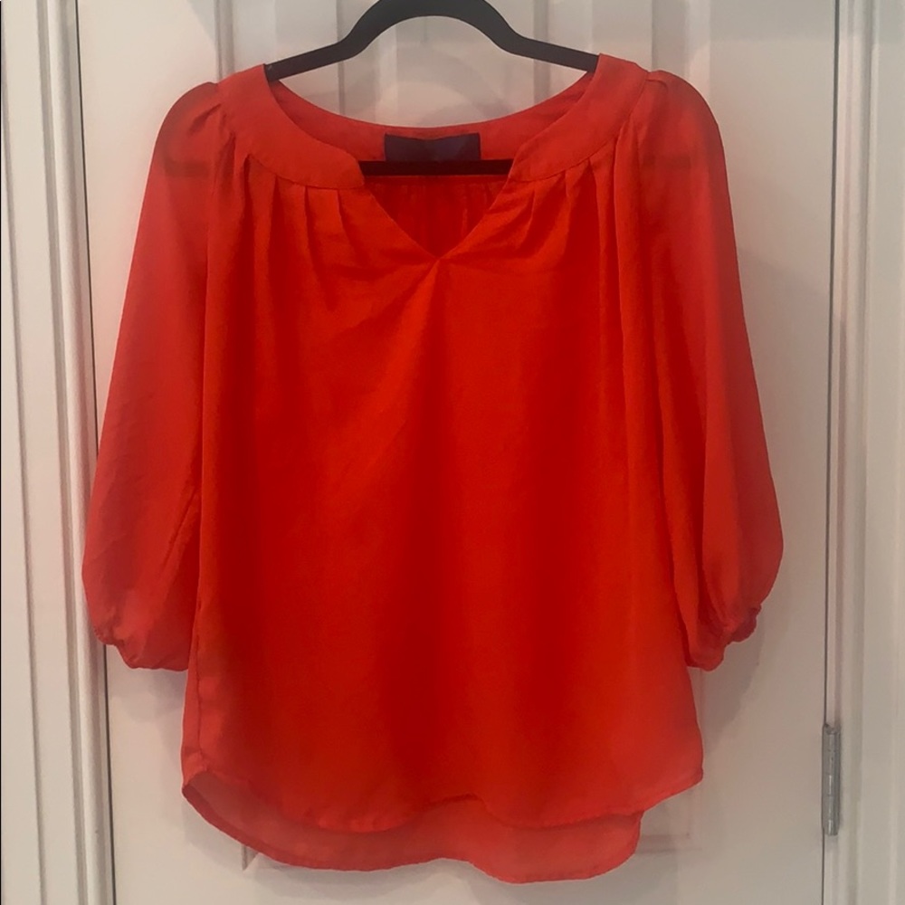 Orange mid-sleeve blouse